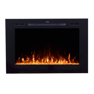 Touchstone Forte Recessed Smart Electric Fireplace 80006, electric fireplace with orange flame effect