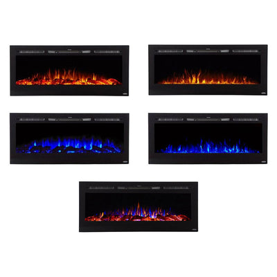 Touchstone Sideline Recessed Smart Electric Fireplace 80015, electric fireplace flame-color options