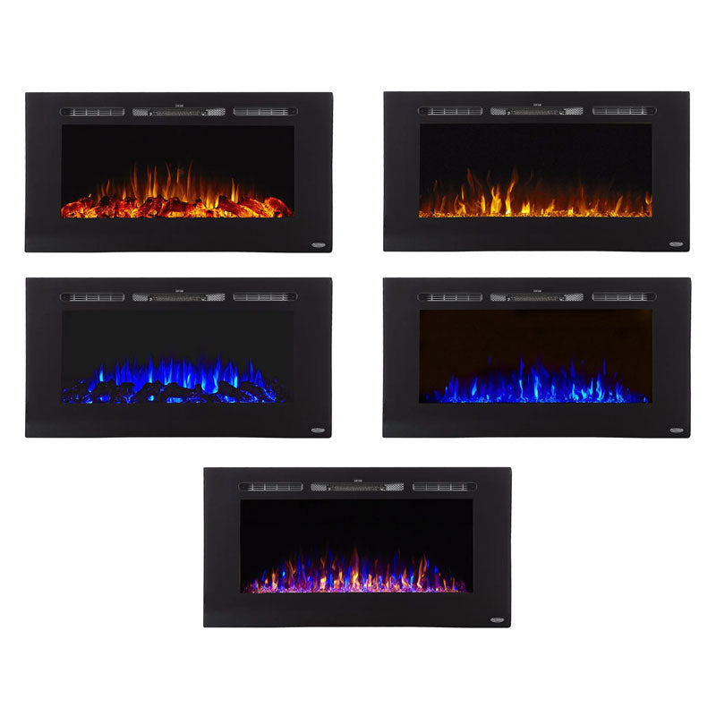 Touchstone Sideline Recessed Smart Electric Fireplace 80027, electric fireplace flame color options
