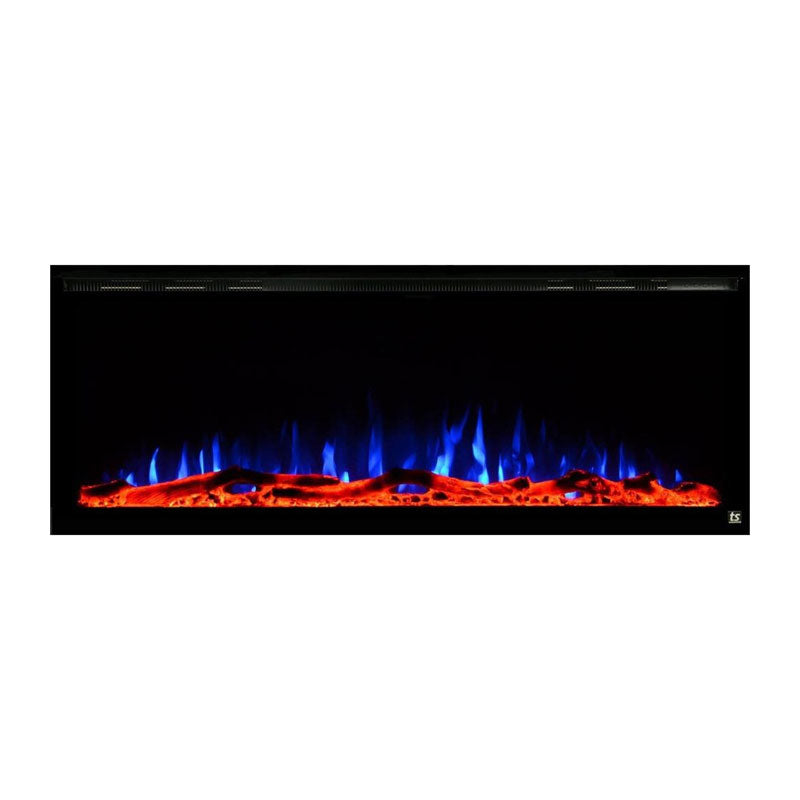 Touchstone Sideline Elite Recessed Smart Electric Fireplace 80037, electric fireplace with blue flame effect