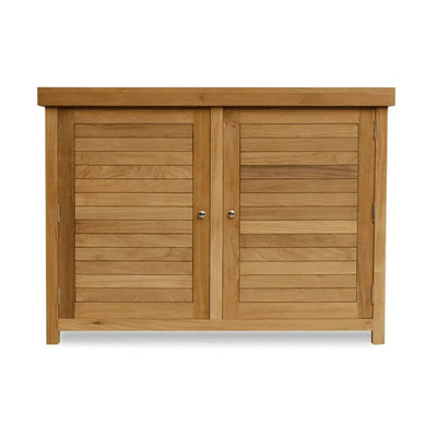 Touchstone TechTeak Outdoor Smart TV Lift Cabinet 70067, wood outdoor TV lift cabinet in a front view