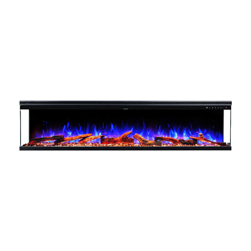Touchstone Infinity Pro 3 Sided Recessed Smart Electric Fireplace 80046, slim electric fireplace front view