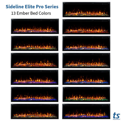 Touchstone Sideline Elite Pro Smart Recessed Electric Fireplace 80063, electric fireplace ember bed color options