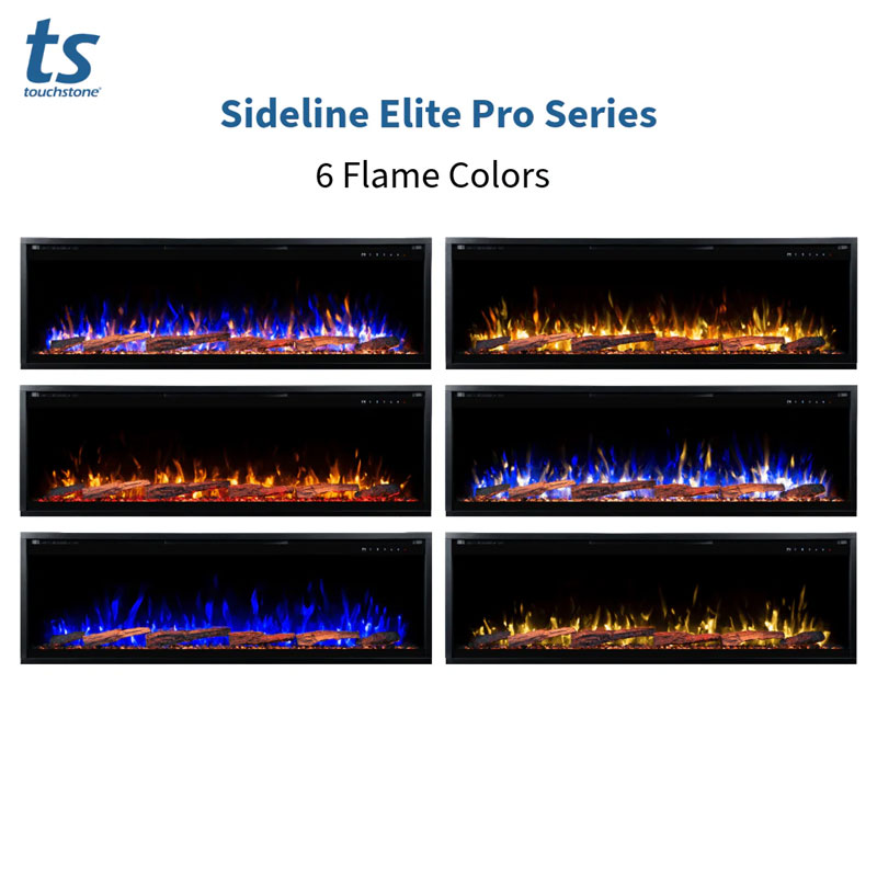 Touchstone Sideline Elite Pro Smart Recessed Electric Fireplace 80063, electric fireplace flame color options