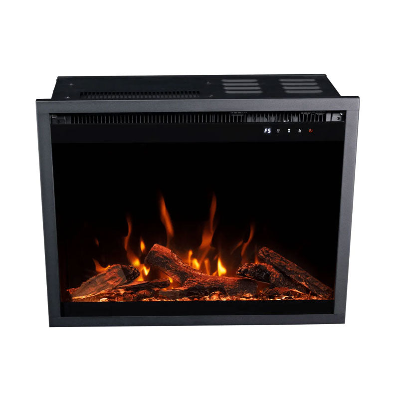 Touchstone Fireplug Pro Smart Electric Fireplace Insert 80072, electric fireplace insert with orange flames angled view