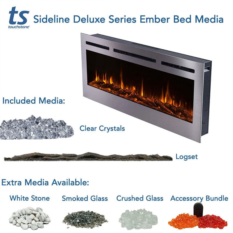 Touchstone Sideline DLX Rec Smart Electric Fireplace 86279, electric fireplace media options