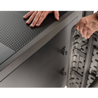 Oklahoma Sound Teacher's WorkPod Desk and Lectern Kit TWP, perforated panel attachment detail