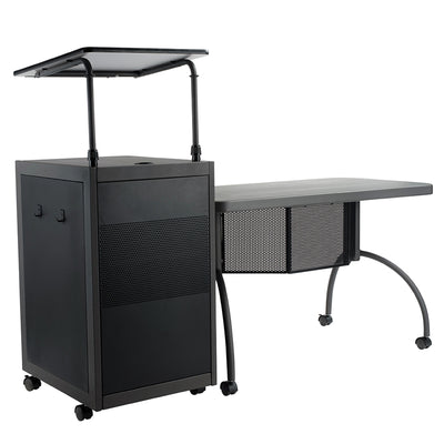 Oklahoma Sound Teacher's WorkPod Desk and Lectern Kit TWP, mobile multimedia lectern, left perspective
