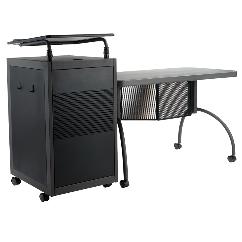 Oklahoma Sound Teacher's WorkPod Desk and Lectern Kit TWP, mobile multimedia lectern, right perspective