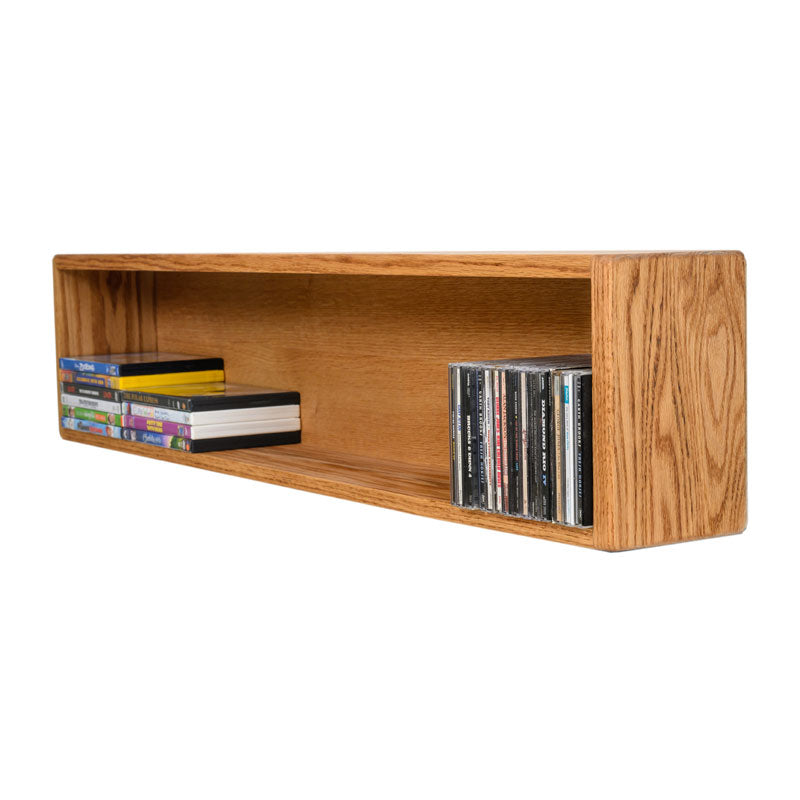 Wood Shed Series 08 Oak Storage Cabinet TWS-108-3W, wood wall shelf with books and media
