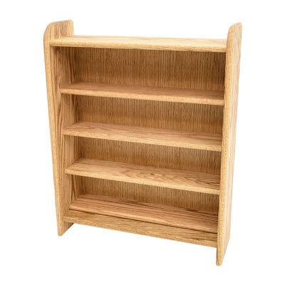 Wood Shed Series 02 Oak Storage Cabinet TWS-402, wood media shelf in a front three-quarter view