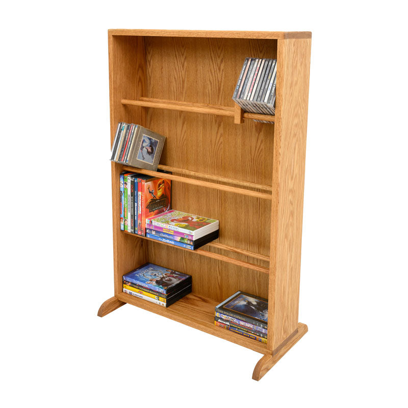 Wood Shed Series 15 Oak Storage Cabinet TWS-415-24, wide wood media shelf holding books and discs