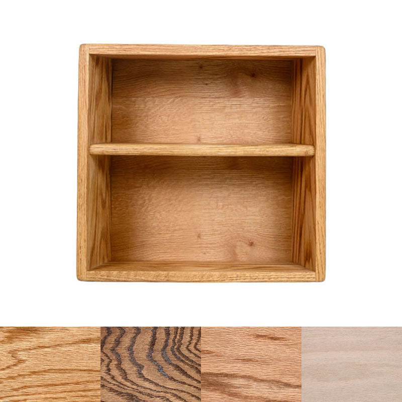 Wood Shed Series 11 Oak Storage Cabinet TWS-211-1W, wood wall shelf in a front view with finish samples