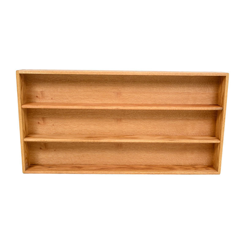 Wood Shed Series 03 Oak Storage Cabinet TWS-303-4, light wood three-shelf media rack in a front view