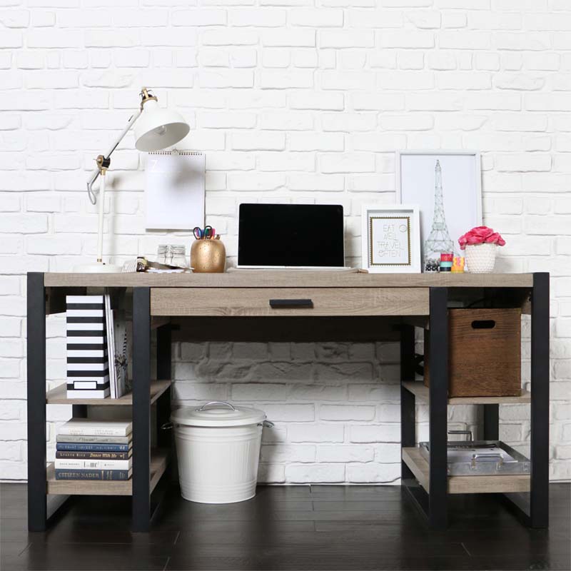 Walker Edison Urban Blend Computer Desk (Ash Grey and Black) D60UBS30AG