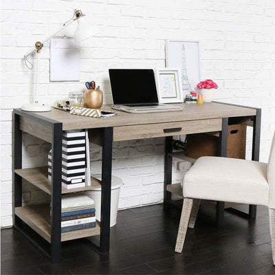 Walker Edison Urban Blend Computer Desk D60UBS30AG, writing desk front angled view