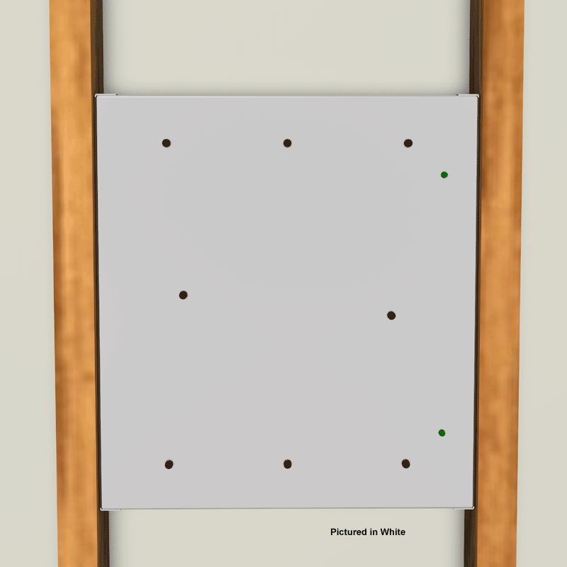 Crimson VersaFit In-Wall System VFB16B, white in-wall enclosure installed view