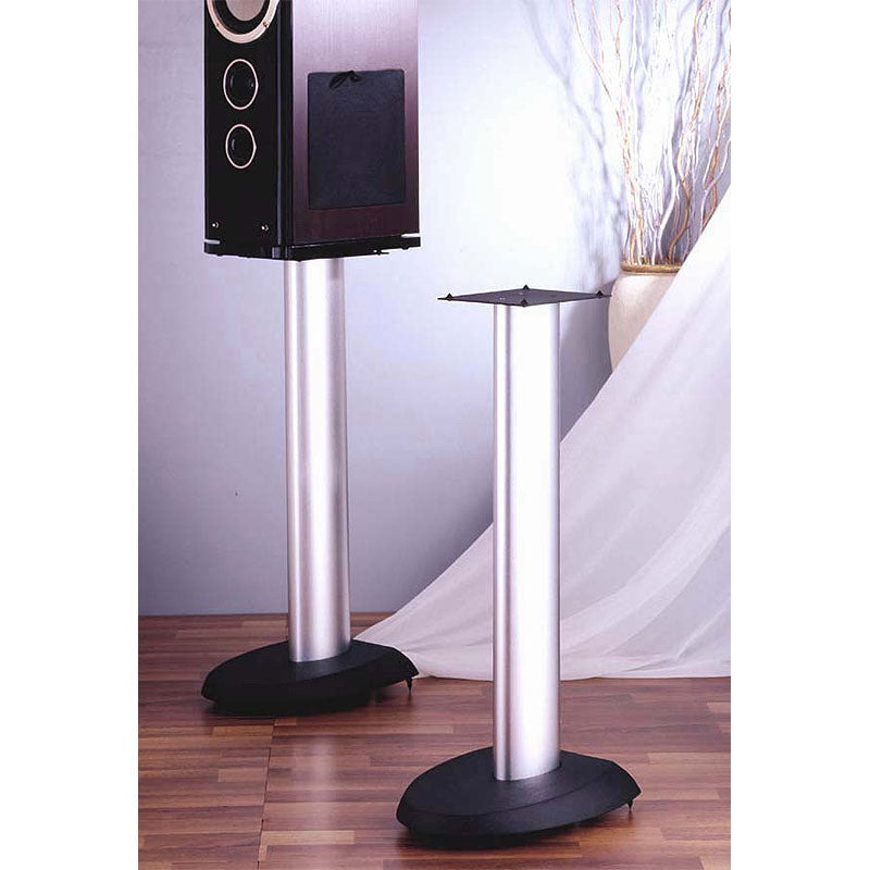 VTI VSP Series 24 inch Cast Iron Speaker Stands (Silver and Black) VSP24SB