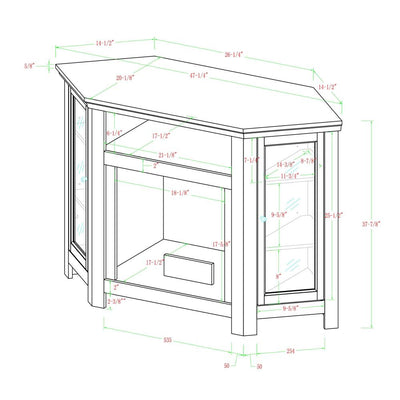 Walker Edison Corner Fireplace TV Stand W48FPCRWO, corner fireplace cabinet dimensions diagram