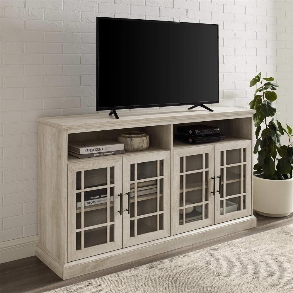 View a larger image of the Walker Edison 58 in. Classic Glass Door TV Console (White Oak) W584DHDHBWO here.
