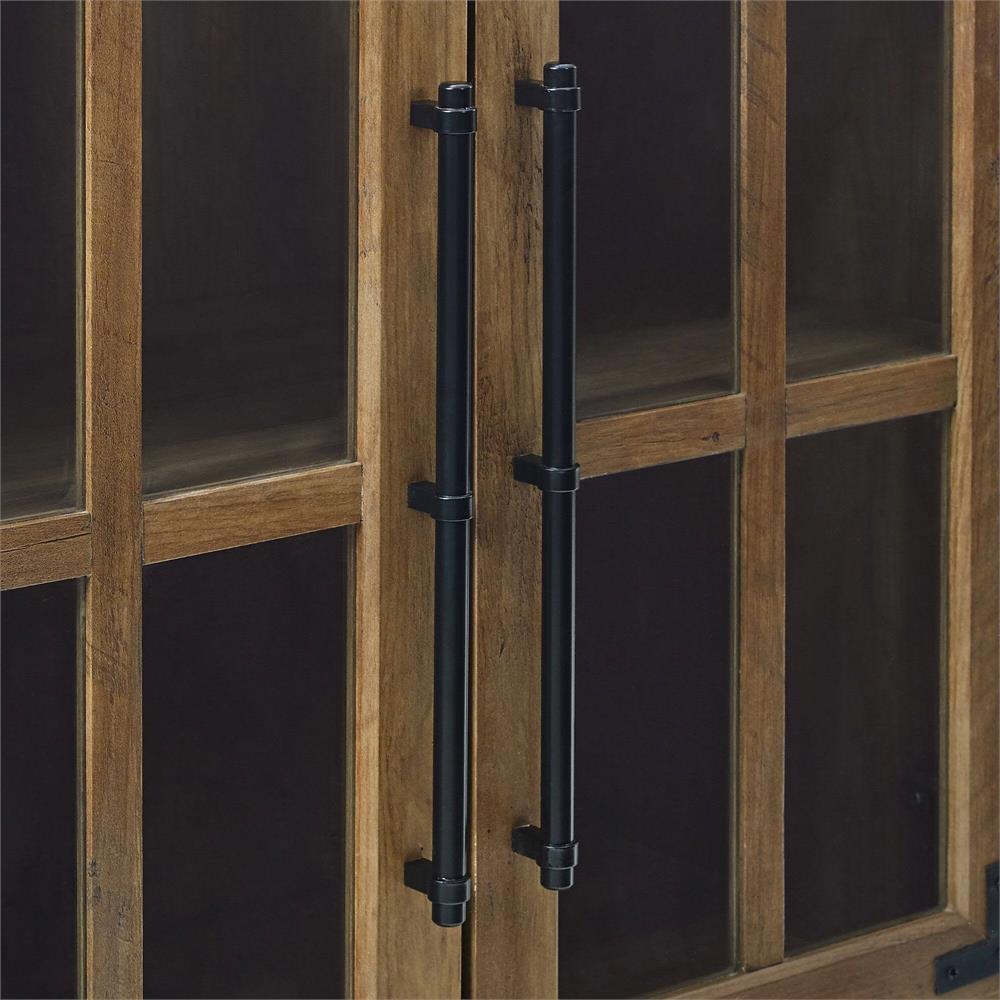 Walker Edison Abigail 58 in. Farmhouse 4 Door TV Stand W58ABG4DRO, glass door handle detail