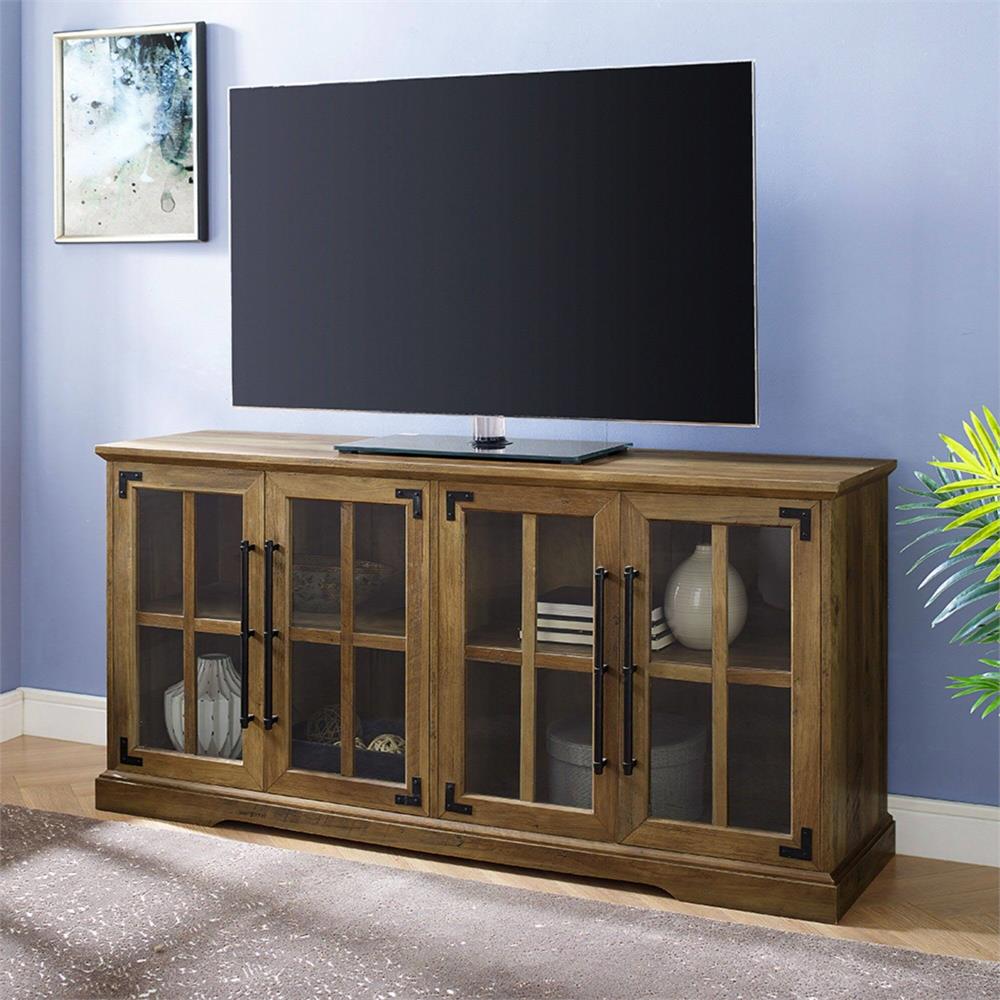 View a larger image of the Walker Edison Abigail 58 in. Farmhouse 4 Door TV Stand (Reclaimed Barnwood) W58ABG4DRO here.