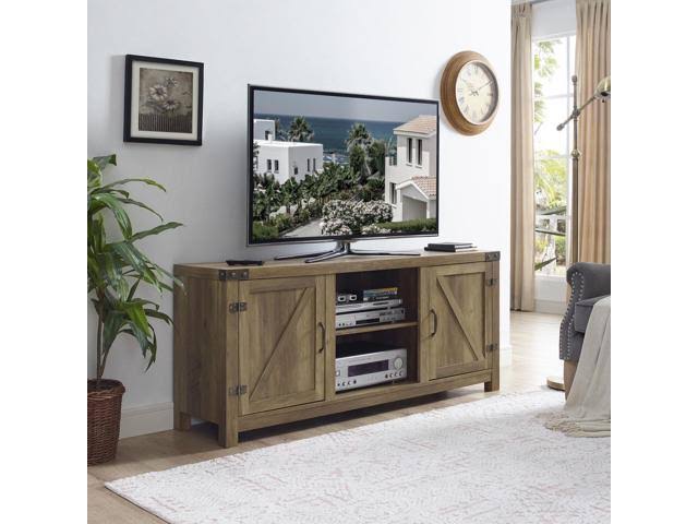 Walker Edison 58 in. Farmhouse TV Stand (Rustic Oak) W58BDSDRO