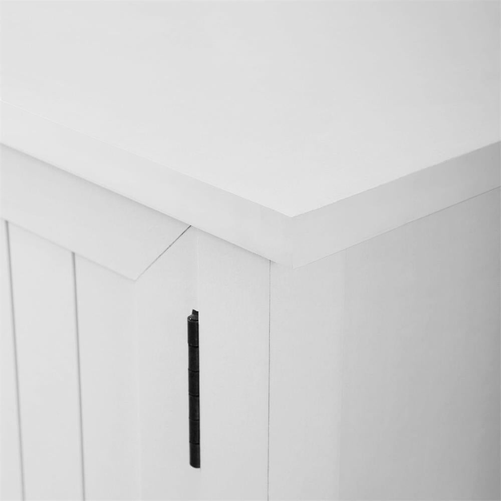 Walker Edison 58 in. Grooved Door TV Console W58CS2DSW, TV wall mount low-profile installed edge view