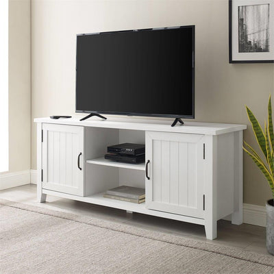 Walker Edison 58 in. Grooved Door TV Console (Solid White) W58CS2DSW