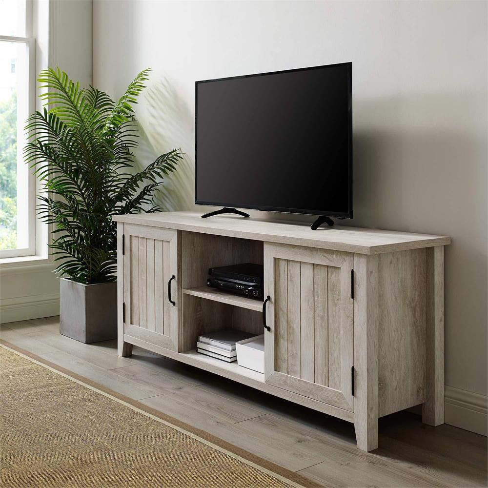 Walker Edison 58 in. Modern Farmhouse TV Stand (White Oak  ) W58CS2DWO