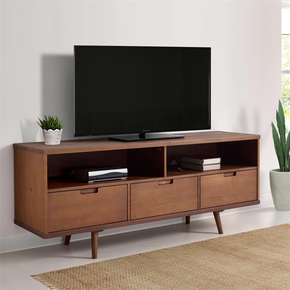 Walker Edison 58 in. 3-Drawer Mid Century Modern TV Stand (Walnut) W58IV3DWT