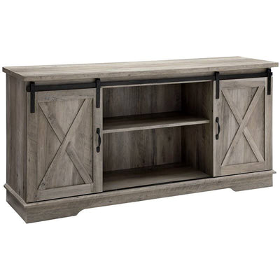 Walker Edison 58 in. Modern Farmhouse Wood TV Stand W58SBDRO, farmhouse media console with sliding barn doors