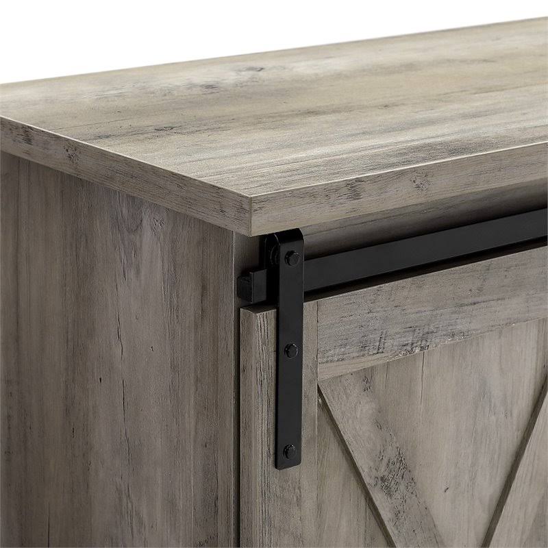 Walker Edison 58 in. Modern Farmhouse Wood TV Stand W58SBDRO, sliding barn door rail detail