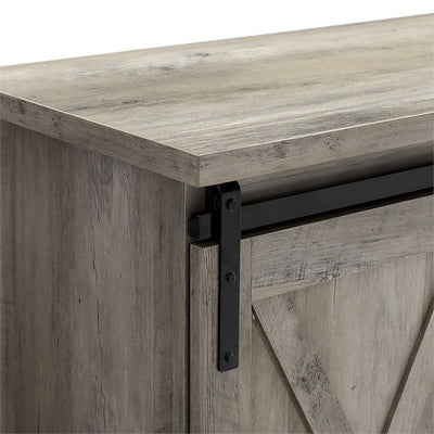 Walker Edison 58 in. Modern Farmhouse Wood TV Stand W58SBDRO, sliding barn door rail detail