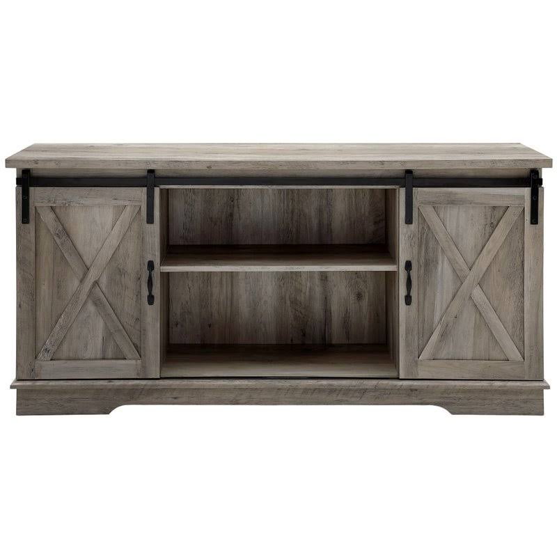 Walker Edison 58 in. Modern Farmhouse Wood TV Stand (Rustic Oak) W58SBDRO