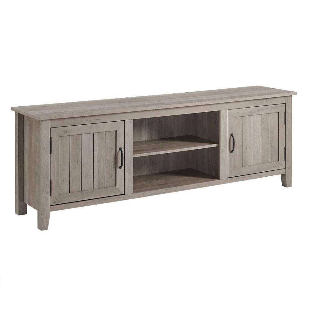 Walker Edison 70 in. Modern Farmhouse Wood TV Stand W70CS2DGW, farmhouse media cabinet front view