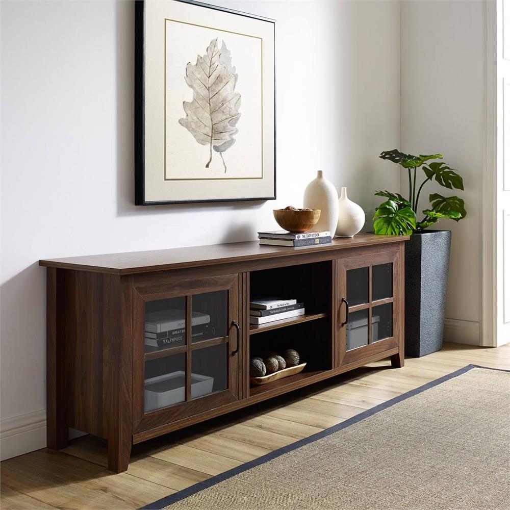 Walker Edison 70 in. Farmhouse Wood TV Stand (Dark Walnut ) W70CSGDDW