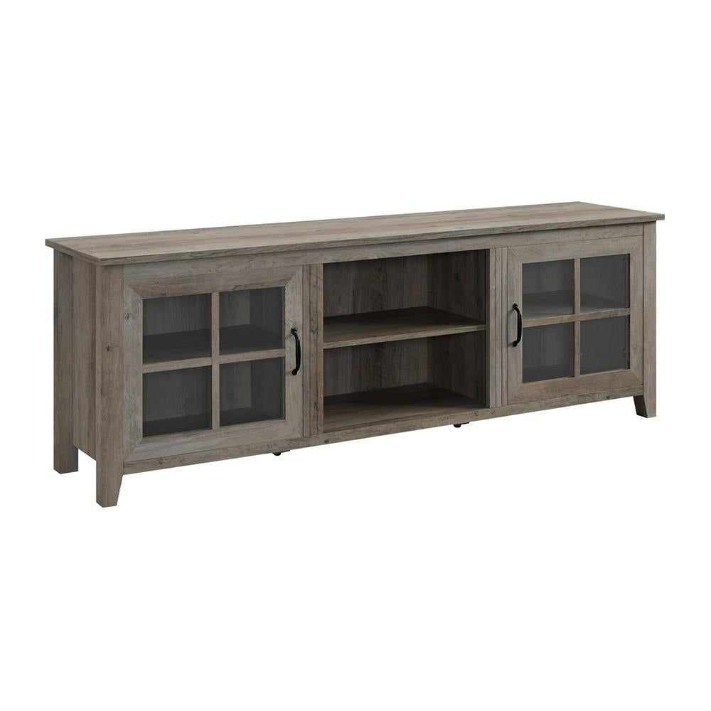 Walker Edison 70 in. Farmhouse Wood TV Stand W70CSGDGW, media console front view