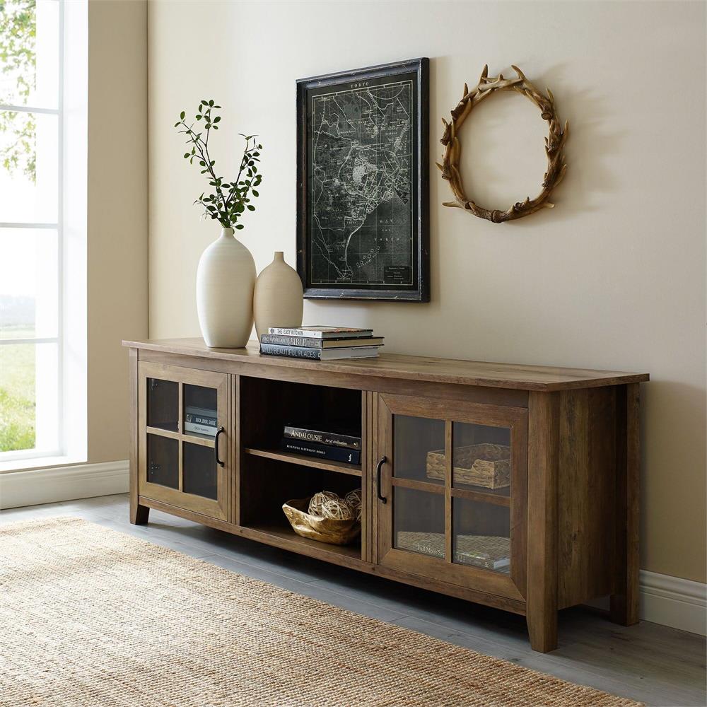 Walker Edison 70 in. Farmhouse Wood TV Stand (Rustic Oak ) W70CSGDRO