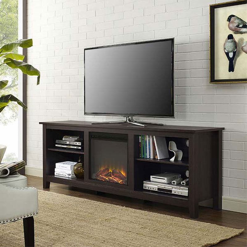 Walker Edison 70 inch TV Stand with Electric Fireplace (Espresso) W70FP18ES