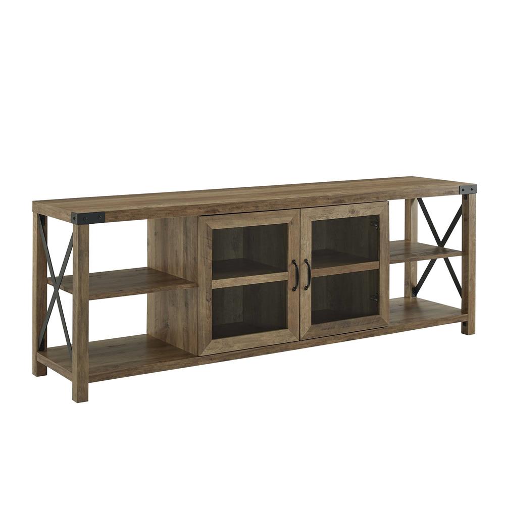 Walker Edison 70 in. Farmhouse Metal X TV Stand W70MX2DRO, industrial media console front view