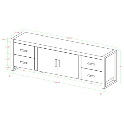 Walker Edison Urban Blend 70 inch TV Console W70UBC22CL, dark wood media console cabinet dimensions