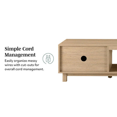 Walker Edison Reema Arundo Scandinavian Reeded TV Stand ARUM3FCO, media console cable-management cutout
