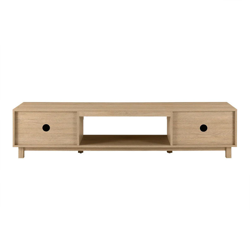 Walker Edison Reema Arundo Scandinavian Reeded TV Stand ARUM3FCO, media console front view