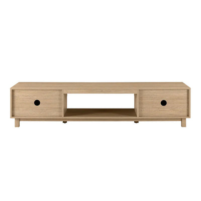 Walker Edison Reema Arundo Scandinavian Reeded TV Stand ARUM3FCO, media console front view
