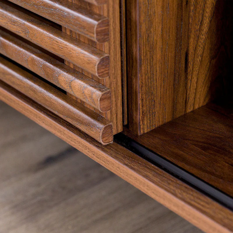 Walker Edison Havana Sliding Door Drawer Sideboard/TV Stand BU59HAV4DREBDW, sliding cabinet door track detail