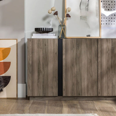 Walker Edison Kacie Modern Sideboard/TV Stand BU70KCSBSG, gray wood sideboard closed front view