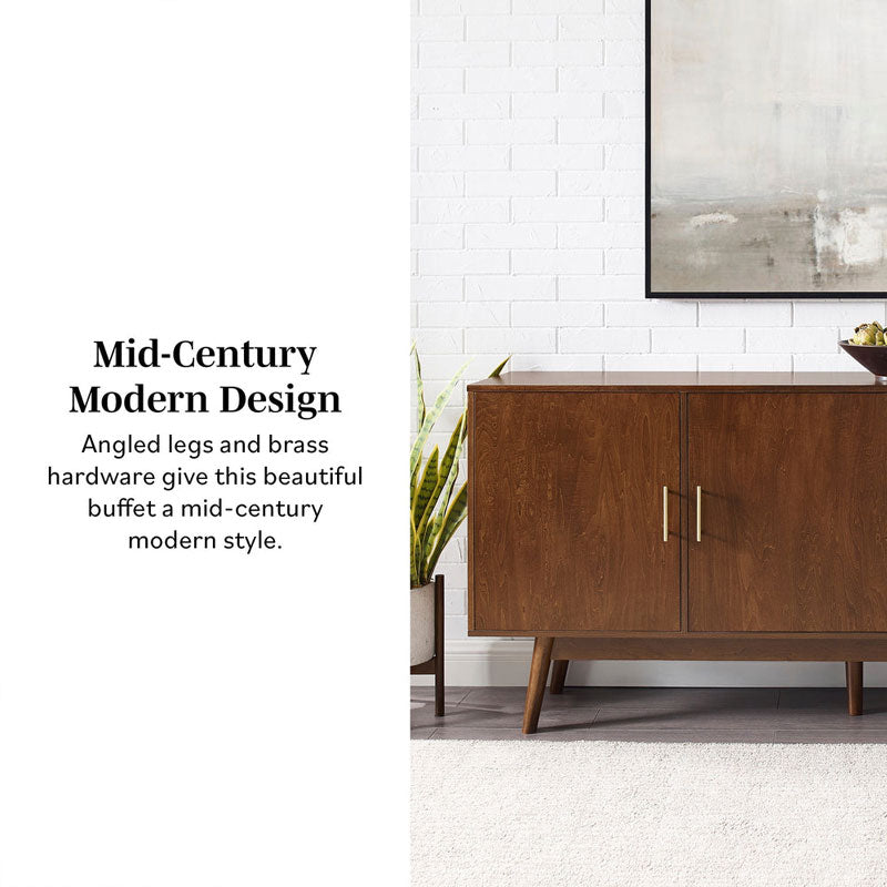 Walker Edison Mid-Century Modern Console Buffet Sideboard/TV Stand BU70MCM3DWT, mid-century sideboard design features