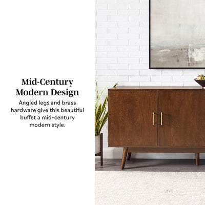 Walker Edison Mid-Century Modern Console Buffet Sideboard/TV Stand BU70MCM3DWT, mid-century sideboard design features