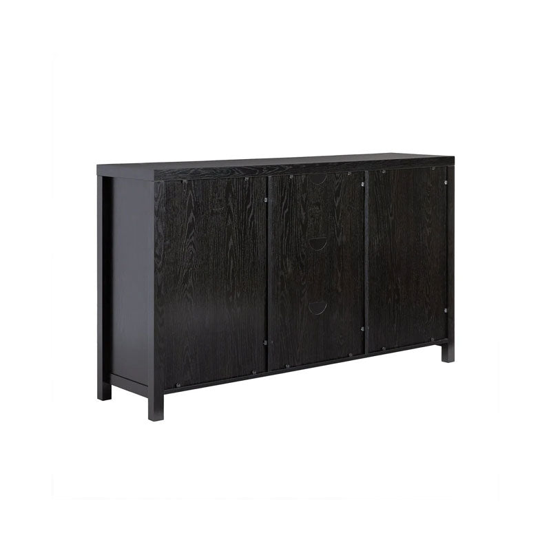 Walker Edison Sasha Rattan Sideboard/TV Stand SAHD5DBL2, black rattan-door media cabinet rear view